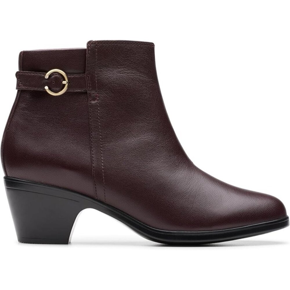 Clarks Womens Emily 2 Belle Ankle Boots Wine Leather 7.5M MSRP $140 - Picture 2 of 6